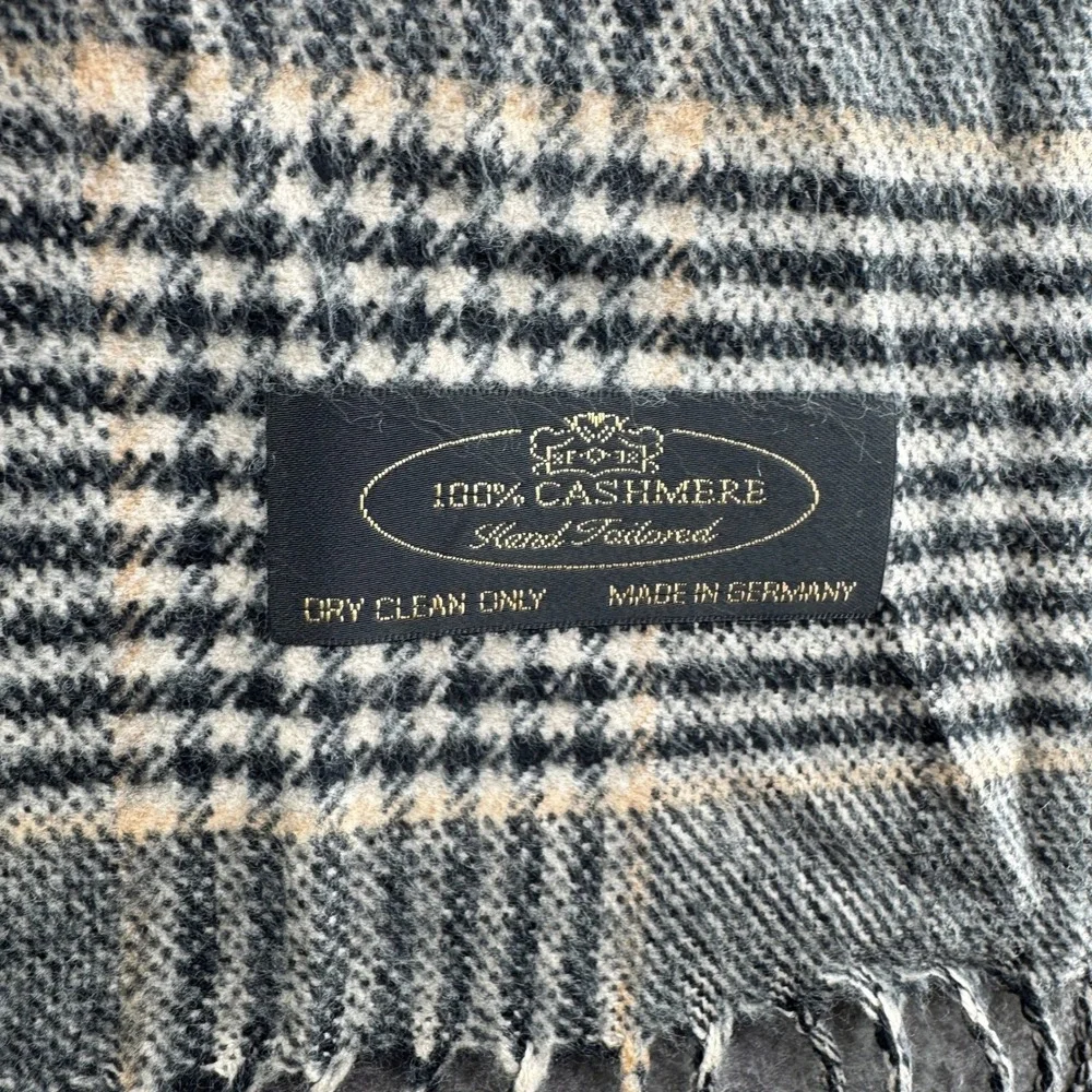 Lot of 2 Hand Tailored Scarf OS Gray Plaid 100% Cashmere Made in Germany Luxury